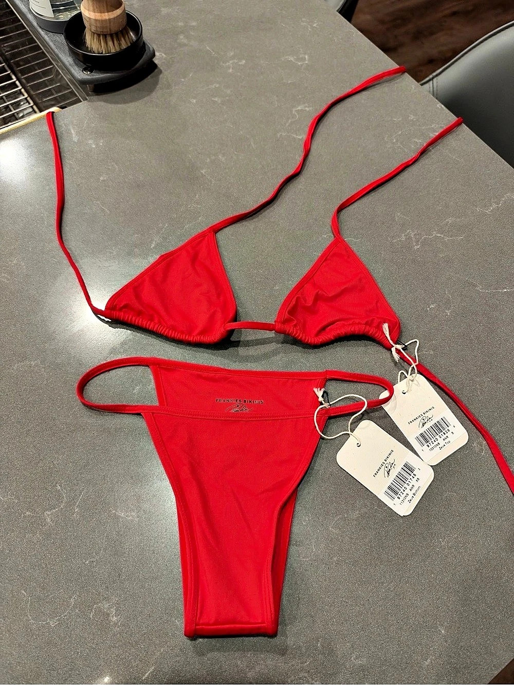 Frankies Bikinis Zeus Triangle Bikini Top & Zeus Cheeky Bikini Bottom Set Red